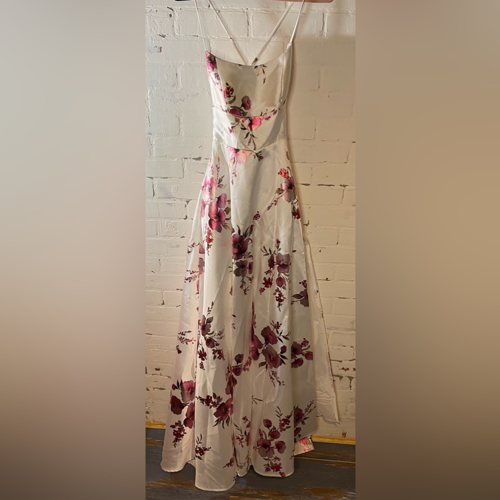 B Darlin Floral Prom Dress - White and Pink